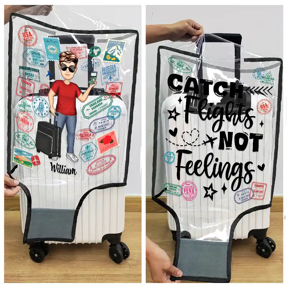 Travel, Gift For Yourself, Gift For Women, Gift For Men - Travel Is My Therapy - Personalized Clear Luggage Cover