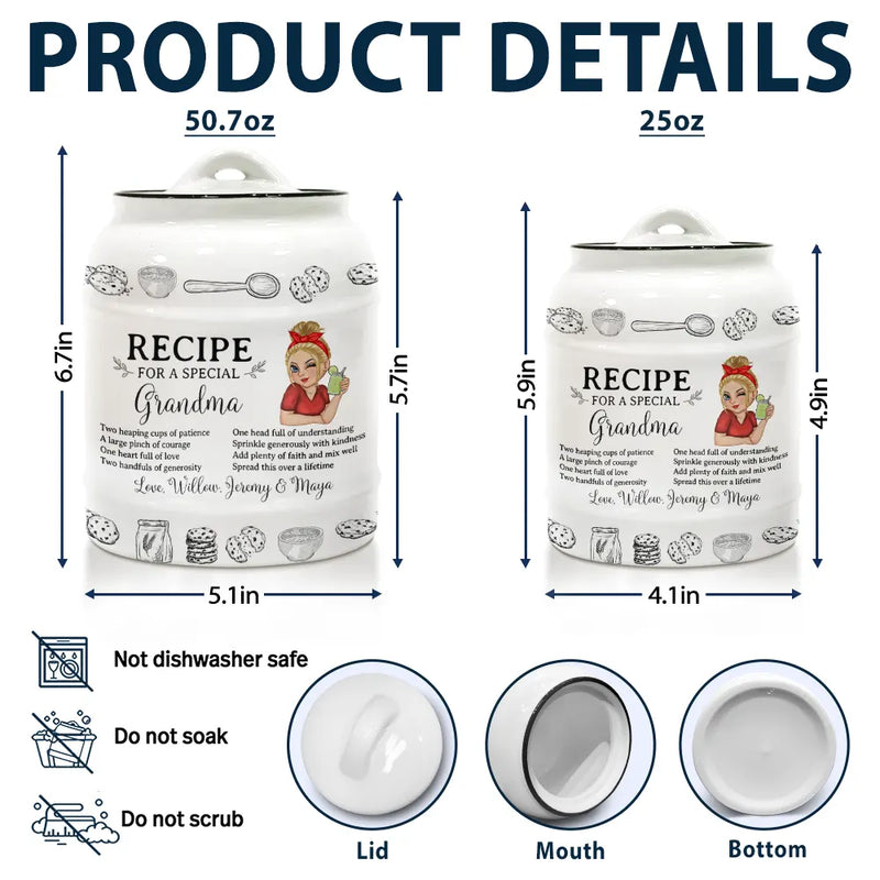 Recipe For A Special Grandma Mom - Personalized Cookie Jar