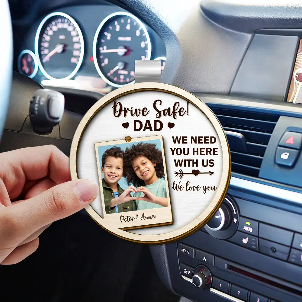 Gift For Father,Happy - Custom Photo Drive Safe I Love You - Personalized Custom Shaped Car Visor Clip