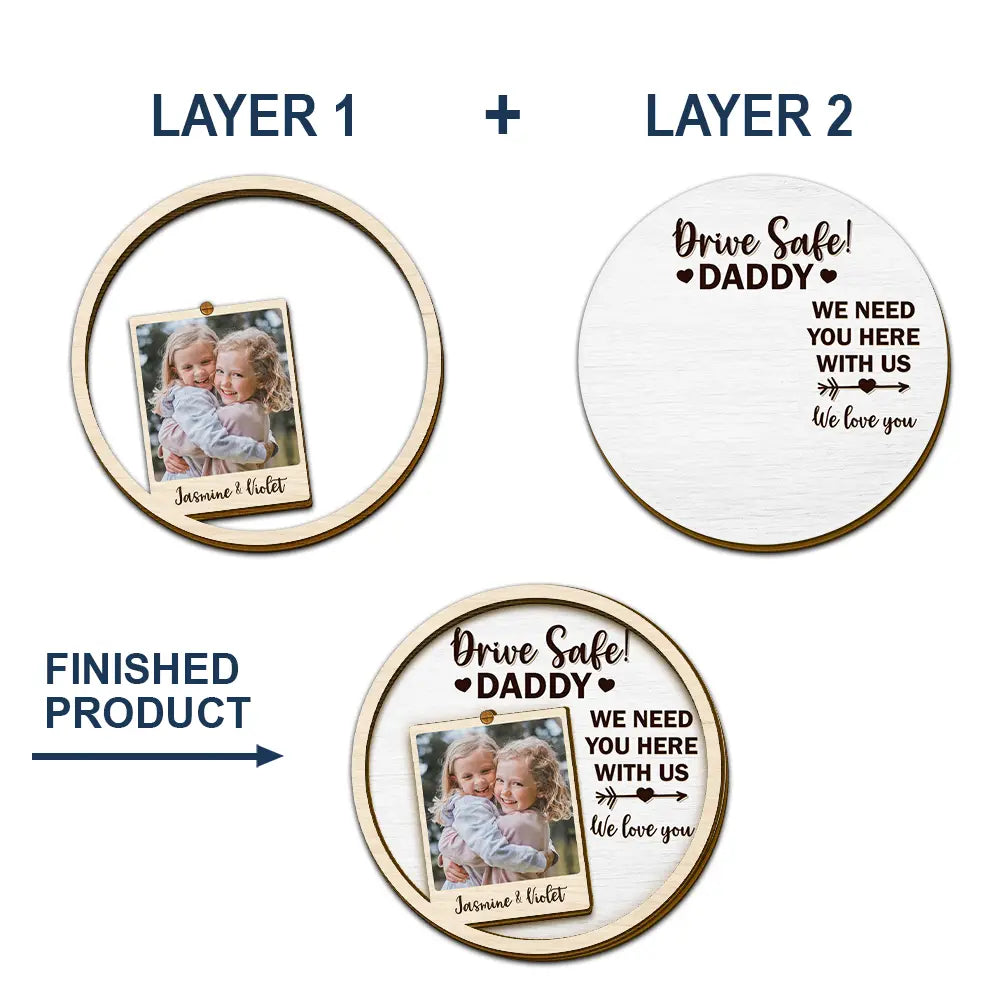 Gift For Father,Happy - Custom Photo Drive Safe I Love You - Personalized Custom Shaped Car Visor Clip