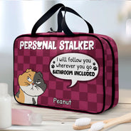 Pet Lovers, Dog Lovers, Cat Lovers - Cartoon Dog Cat Personal Stalkers - Personalized Toiletry Bag
