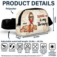 Travel,Gift For Yourself,Gift For Women,Gift For Men,Happy - Travel Is My Therapy Vintage World Map - Personalized Crossbody Belt Bag