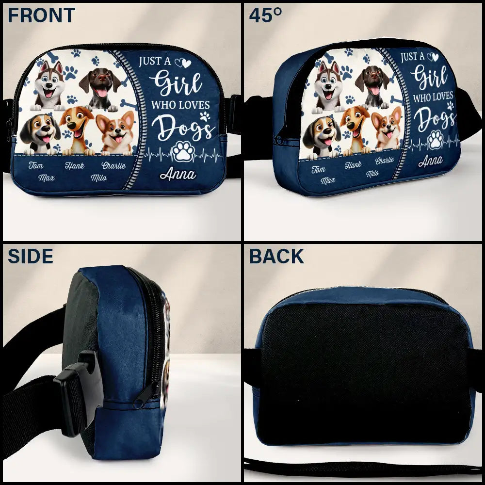 Travel,Dog Lovers,Dog Mom,Dog Dad,Happy - Dog Kisses Fix Everything - Personalized Crossbody Belt Bag