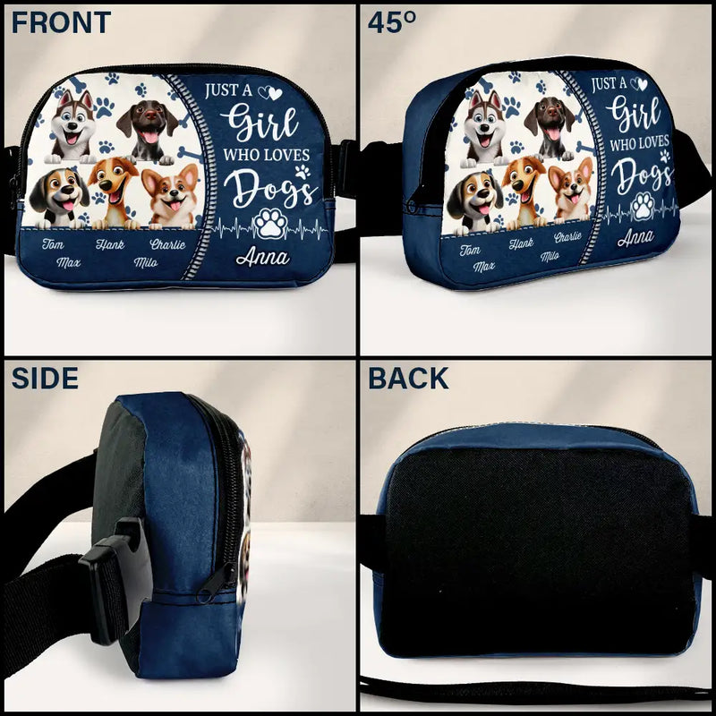 Travel,Dog Lovers,Dog Mom,Dog Dad,Happy - Dog Kisses Fix Everything - Personalized Crossbody Belt Bag