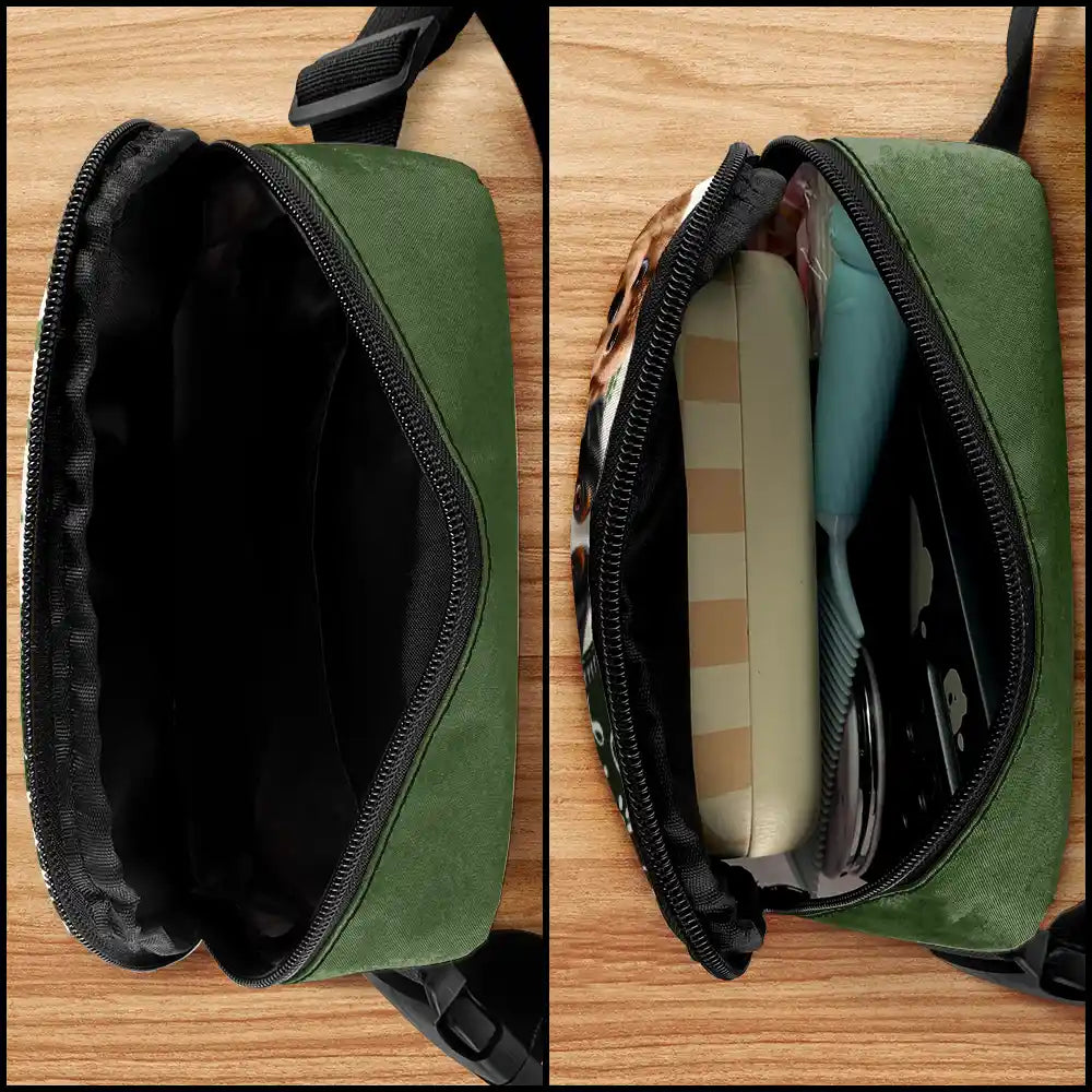 Travel,Dog Lovers,Dog Mom,Dog Dad,Happy - Dog Kisses Fix Everything - Personalized Crossbody Belt Bag