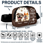 Travel,Dog Lovers,Dog Mom,Dog Dad,Happy - Dog Kisses Fix Everything - Personalized Crossbody Belt Bag