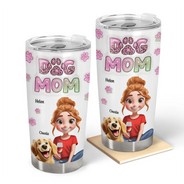 Dog Lovers,Dog Mom,Pet Lovers,Happy - Dog Mom 3D Effect - Personalized Tumbler