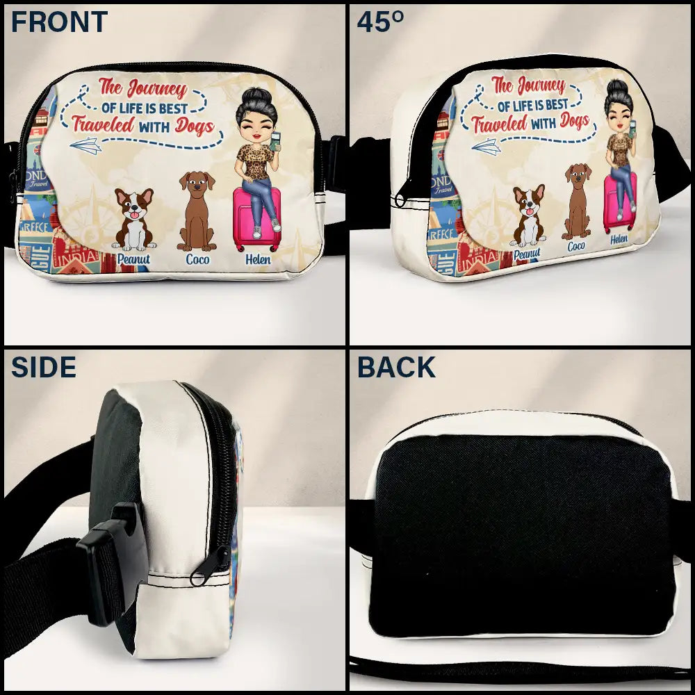 Travel, Gift For Yourself, Gift For Women, Dog Lovers, Dog Mom, Dog Dad, Gift For Men, Happy - Just A Girl Boy Who Loves Dogs & Traveling - Personalized Crossbody Belt Bag
