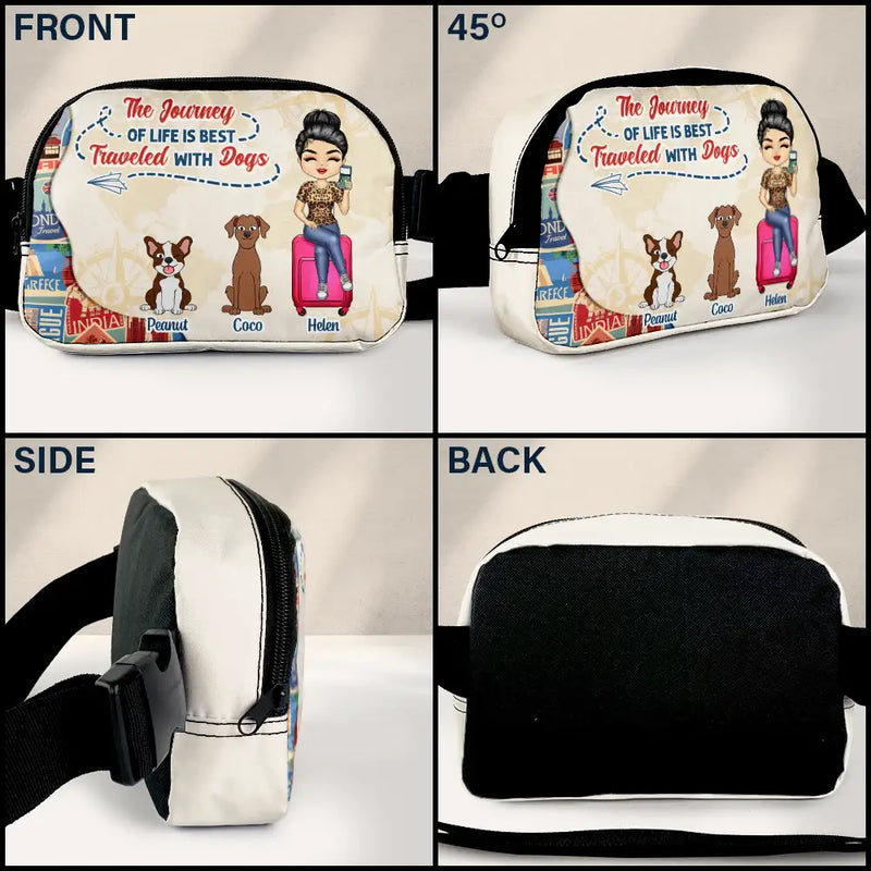 Travel, Gift For Yourself, Gift For Women, Dog Lovers, Dog Mom, Dog Dad, Gift For Men, Happy - Just A Girl Boy Who Loves Dogs & Traveling - Personalized Crossbody Belt Bag