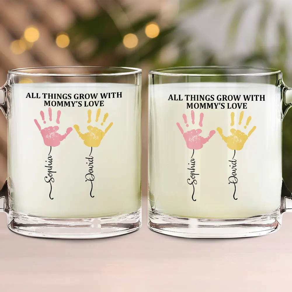 Gift For Mother,Gift For Grandma,Gift For Women,Love - All Things Grow With Mom's Grandma's Love - Personalized Glass Mug
