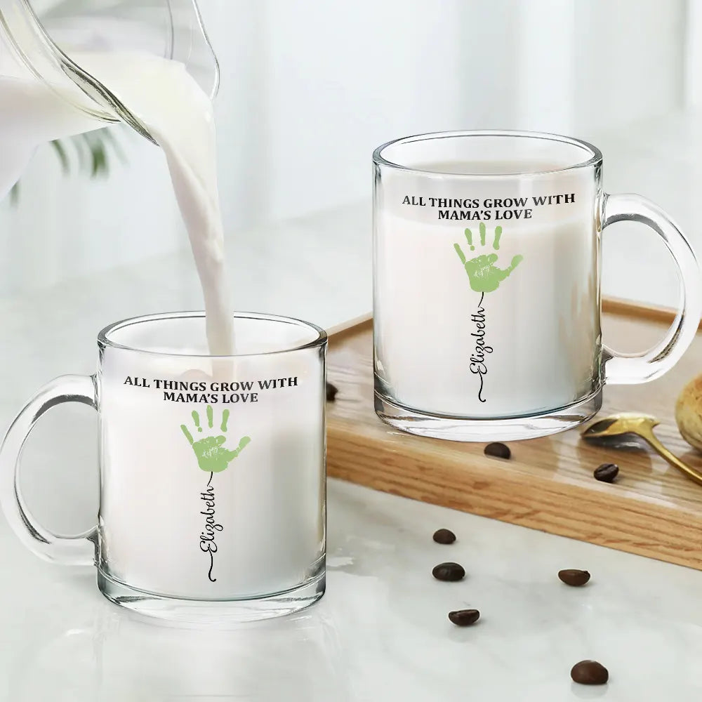 Gift For Mother,Gift For Grandma,Gift For Women,Love - All Things Grow With Mom's Grandma's Love - Personalized Glass Mug
