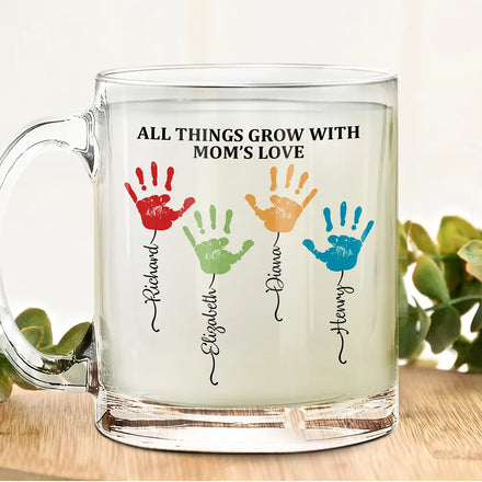 All Things Grow With Mom's Grandma's Love - Personalized Glass Mug