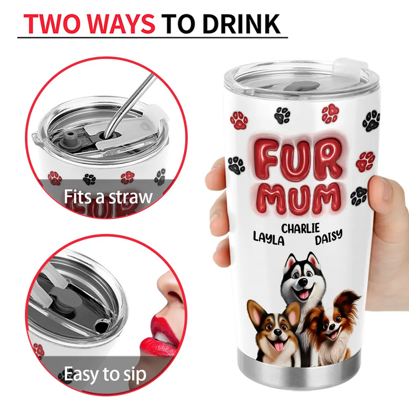 Dog Lovers,Dog Mom,Pet Lovers - Dog Mom Red 3D Effect - Personalized Tumbler