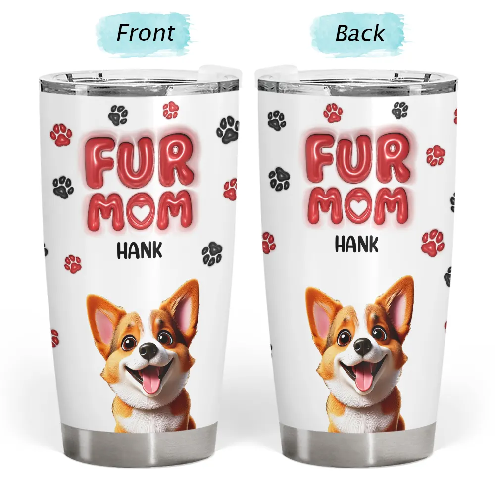Dog Lovers,Dog Mom,Pet Lovers - Dog Mom Red 3D Effect - Personalized Tumbler