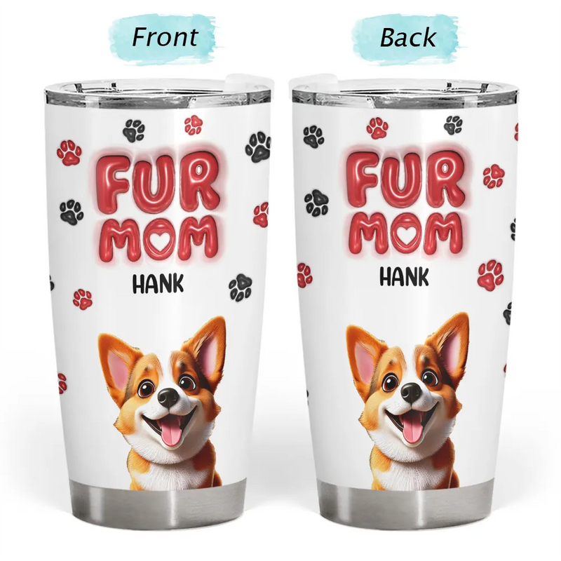 Dog Lovers,Dog Mom,Pet Lovers - Dog Mom Red 3D Effect - Personalized Tumbler