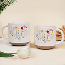 Gift For Mother, Gift For Grandma, Gift For Women, Happy - Birth Month Flower Heart - Personalized Pottery Mug