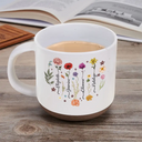 Gift For Mother, Gift For Grandma, Gift For Women, Happy - Birth Month Flower Heart - Personalized Pottery Mug