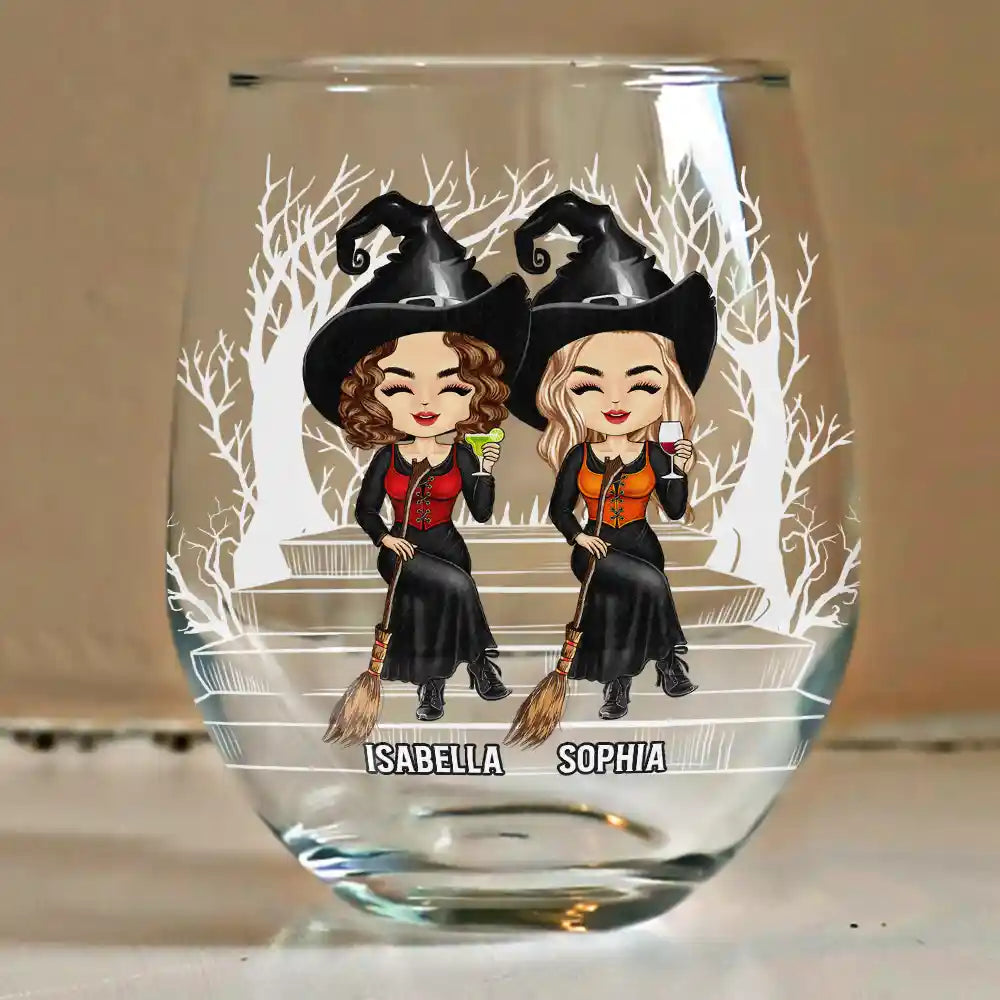 Halloween,Funny,Gift For Bestie - We're Not Sugar And Spice And Everything Nice Best Friends - Personalized Stemless Wine Glass