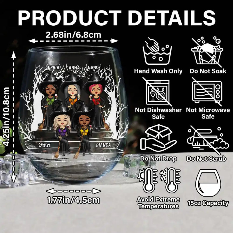 Halloween,Funny,Gift For Bestie - We're Not Sugar And Spice And Everything Nice Best Friends - Personalized Stemless Wine Glass