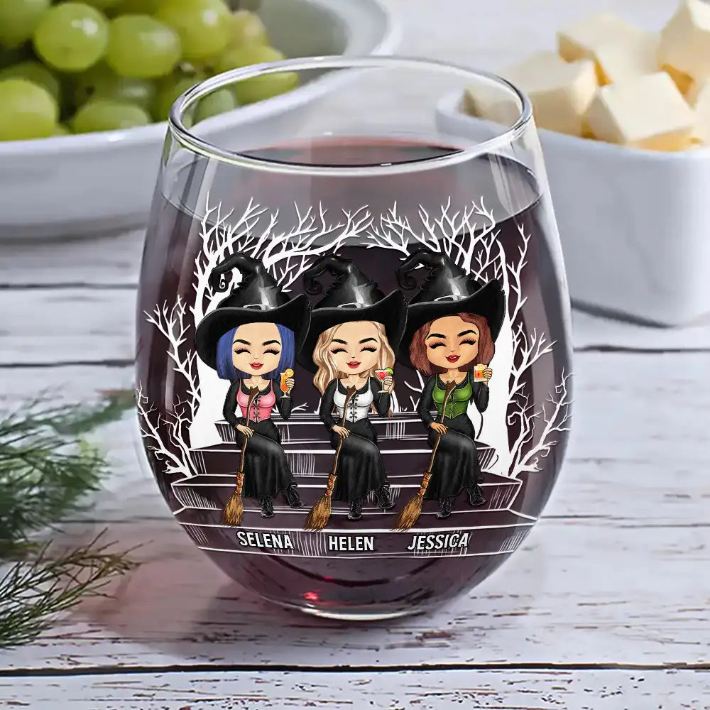 Halloween,Funny,Gift For Bestie - We're Not Sugar And Spice And Everything Nice Best Friends - Personalized Stemless Wine Glass