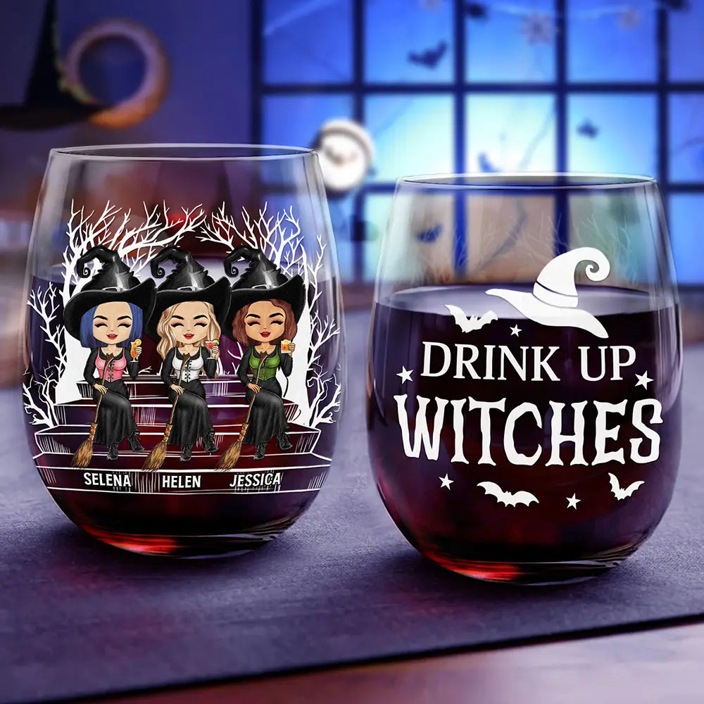 Halloween,Funny,Gift For Bestie - We're Not Sugar And Spice And Everything Nice Best Friends - Personalized Stemless Wine Glass