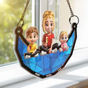 Gift For Mother,Mom,Children - Moon Young Mother Daughter Son We Love You Mom 3D Cartoon - Personalized Window Hanging Suncatcher Ornament
