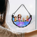 Gift For Mother,Mom,Children - Moon Young Mother Daughter Son We Love You Mom 3D Cartoon - Personalized Window Hanging Suncatcher Ornament
