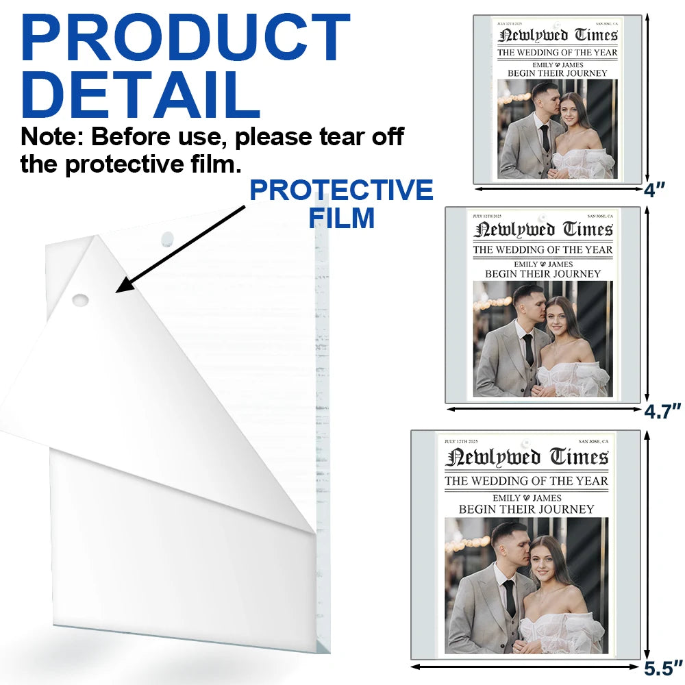 Gift For Couples,Gift For Women,Gift For Men,Gift For Husband,Gift For Wife,Wedding,Love,Christmas,Custom Photo,Married  - Custom Photo Newlywed Times The Wedding Of The Year - Personalized Custom Shaped Acrylic Ornament