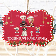 Family,Gift For Women,Gift For Men,Gift For Wife,Gift For Husband,Gift For Grandpa,Gift For Grandma,Gift For Daughter,Gift For Son,Gift For Grandparents,Gift For Grandkids,Christmas,Happy - Together We Make A Family 3D Effect Christmas - Personalized Medallion Wooden Ornament