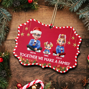 Family,Gift For Women,Gift For Men,Gift For Wife,Gift For Husband,Gift For Grandpa,Gift For Grandma,Gift For Daughter,Gift For Son,Gift For Grandparents,Gift For Grandkids,Christmas,Happy - Together We Make A Family 3D Effect Christmas - Personalized Medallion Wooden Ornament