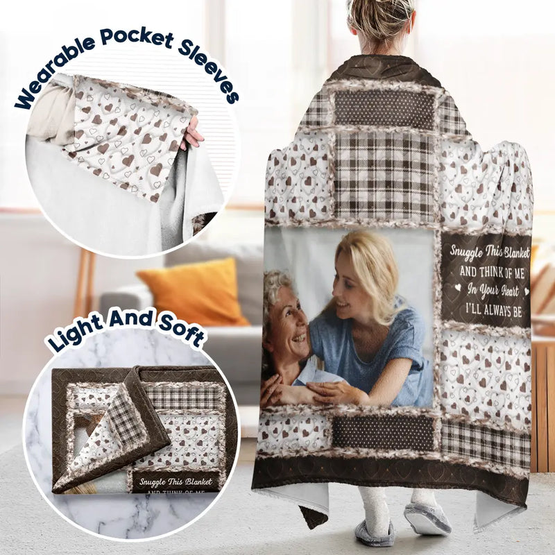 Family,Custom Photo,Memorial,Sad,Gift For Women,Christmas - Custom Photo Memorial When You Really Miss Me Hug This Blanket - Personalized Wearable Blanket