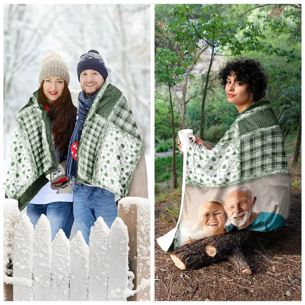 Family,Custom Photo,Memorial,Sad,Gift For Women,Christmas - Custom Photo Memorial When You Really Miss Me Hug This Blanket - Personalized Wearable Blanket