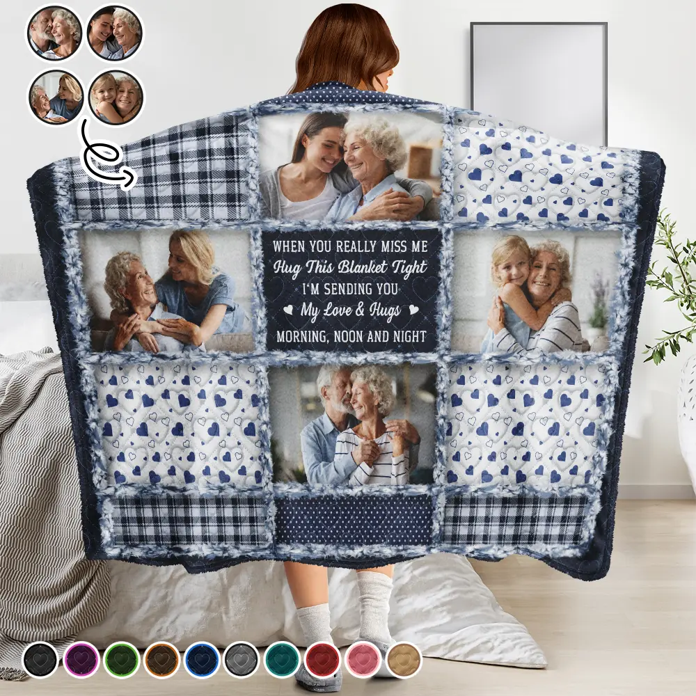 Custom Photo Memorial When You Really Miss Me Hug This Blanket - Personalized Wearable Blanket