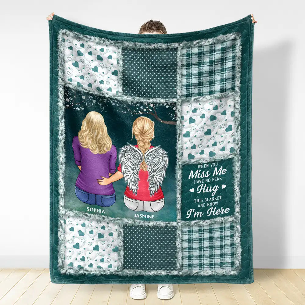 Family,Memorial,Gift For Women,Gift For Men,Sad,Christmas - Memorial When You Really Miss Me Hug This Blanket Tight - Personalized Fleece Blanket, Sherpa Blanket