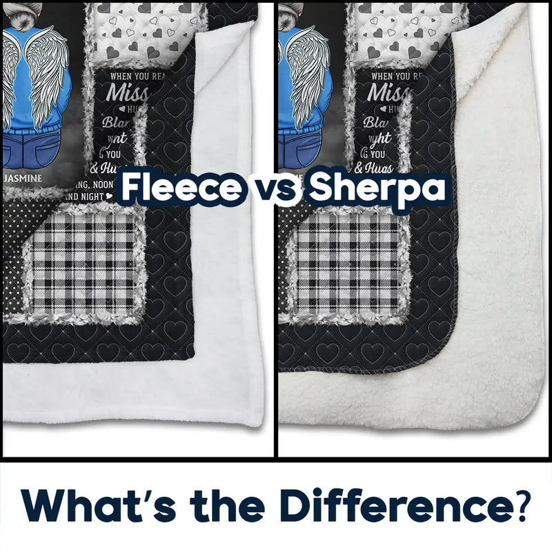 Family,Memorial,Gift For Women,Gift For Men,Sad,Christmas - Memorial When You Really Miss Me Hug This Blanket Tight - Personalized Fleece Blanket, Sherpa Blanket