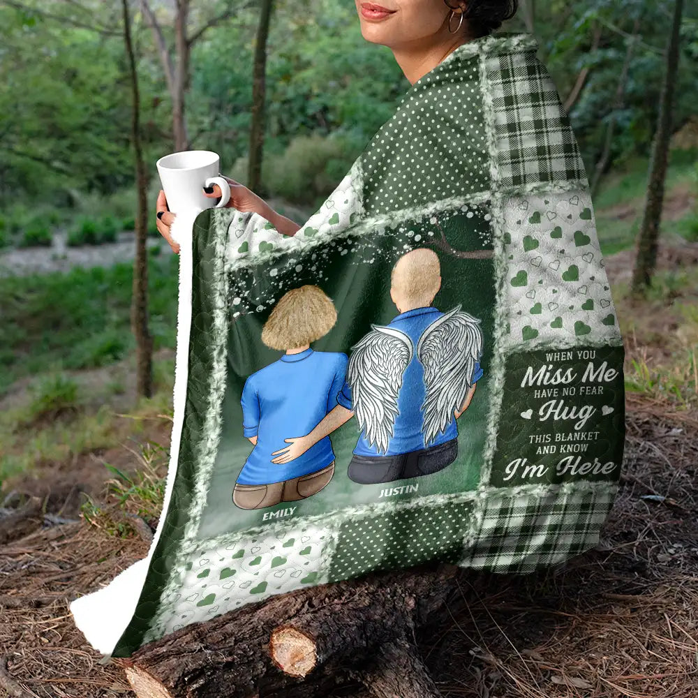 Family,Memorial,Gift For Women,Gift For Men,Sad,Christmas - Memorial When You Really Miss Me Hug This Blanket Tight - Personalized Fleece Blanket, Sherpa Blanket