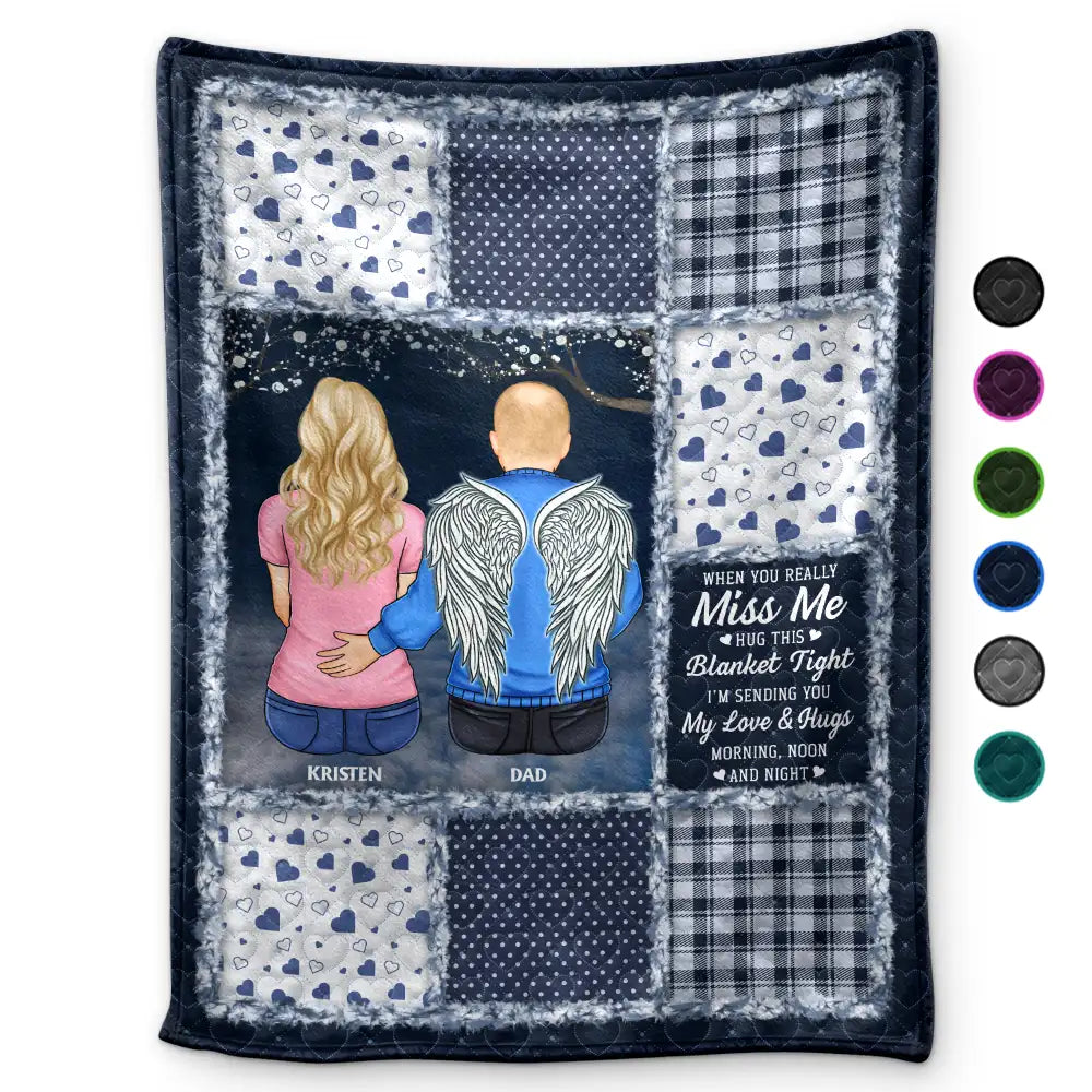 Memorial When You Really Miss Me Hug This Blanket Tight - Personalized Fleece Blanket, Sherpa Blanket