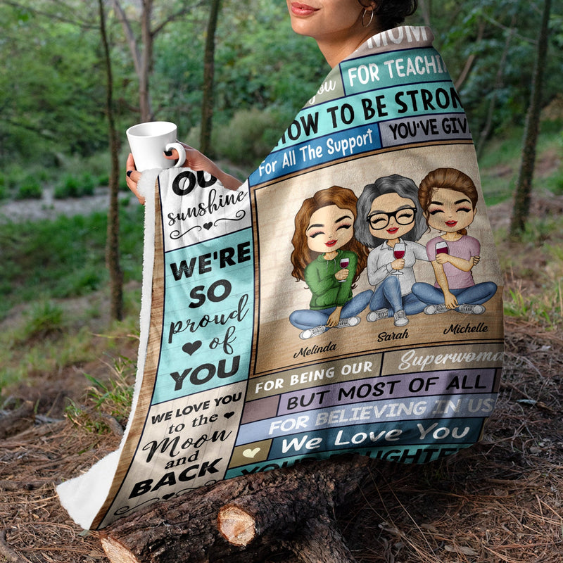 Dear Mom Thank You For Teaching Me How To Be Strong - Gift For Mother - Personalized Custom Fleece Blanket