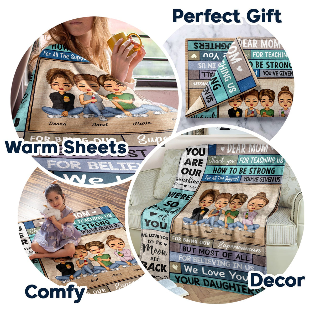 Dear Mom Thank You For Teaching Me How To Be Strong - Gift For Mother - Personalized Custom Fleece Blanket