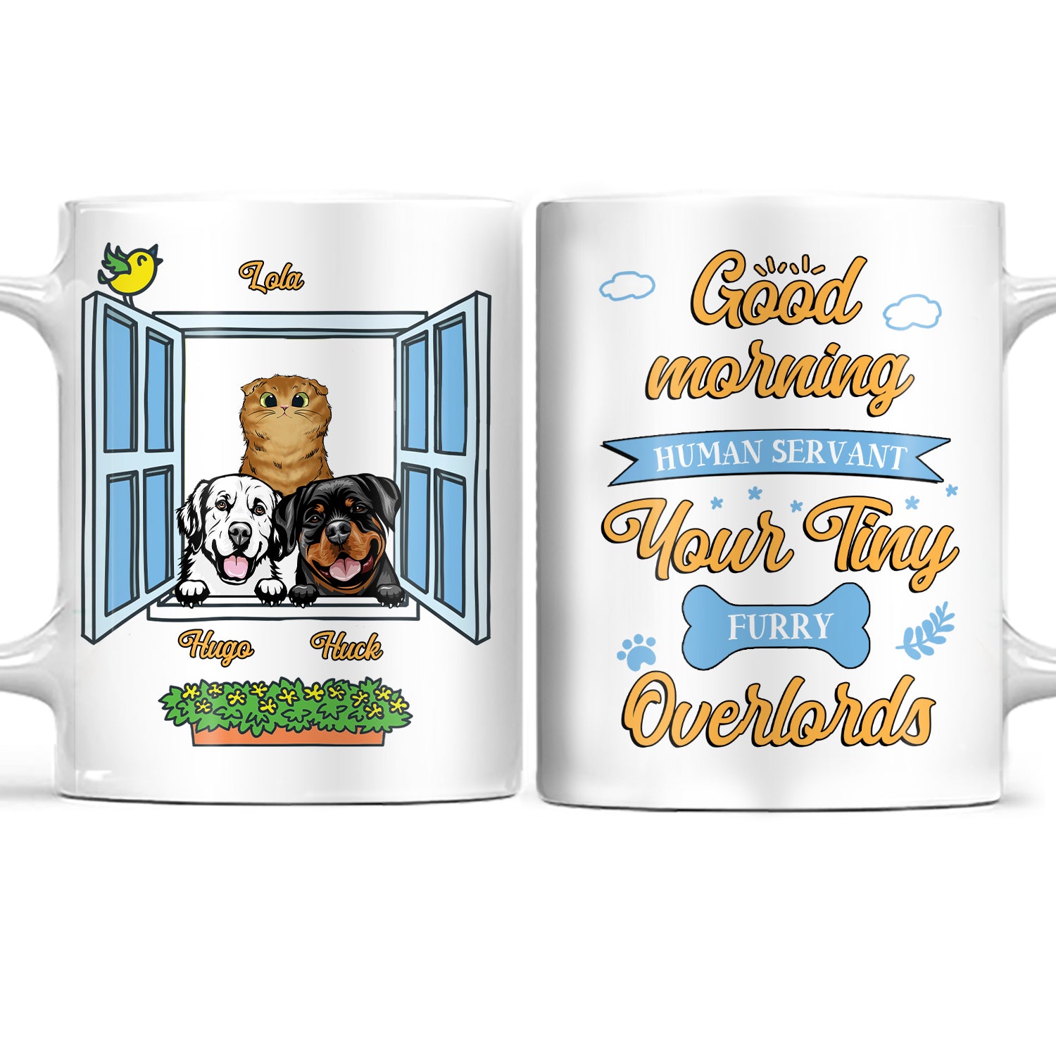 Good Morning Human Servant - Gift For Pet Lover - Personalized Custom White Edge-to-Edge Mug