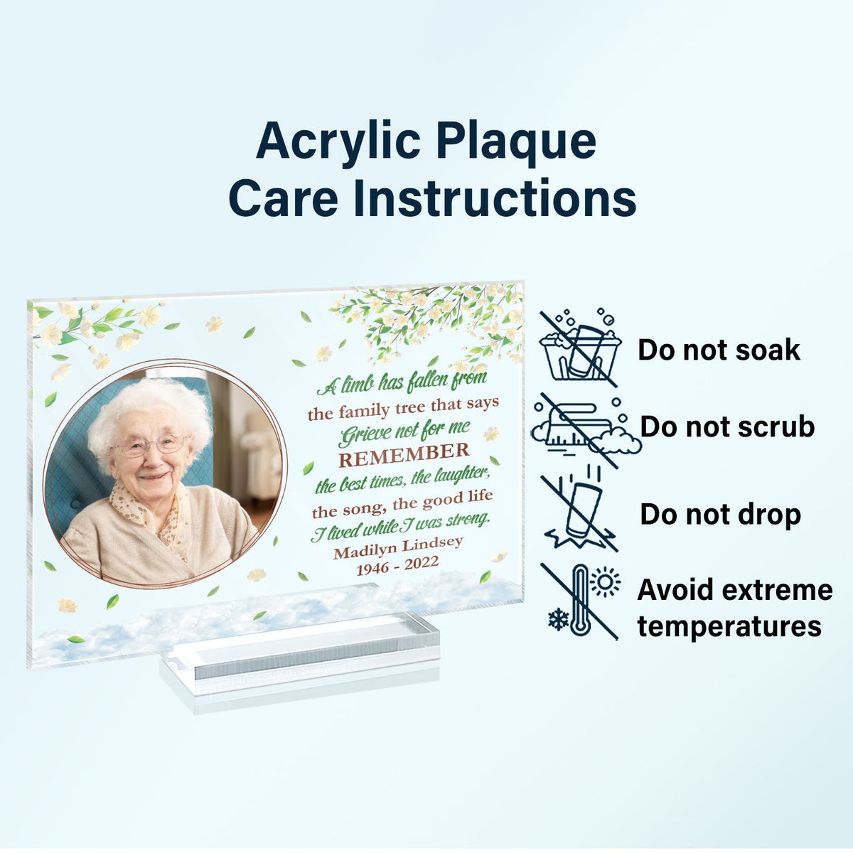 Custom Photo A Limb Has Fallen - Memorial Gift - Personalized Custom Horizontal Rectangle Acrylic Plaque