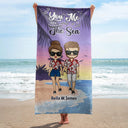 You Me And The Sea - Gift For Couple - Personalized Custom Beach Towel