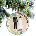 Family Couple Married Wedding Dress - Wedding Gift - Personalized Custom Circle Ceramic Ornament