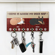 Home Is Where My Dog Naps - Gift For Dog Lovers - Personalized Custom Wood Key Holder