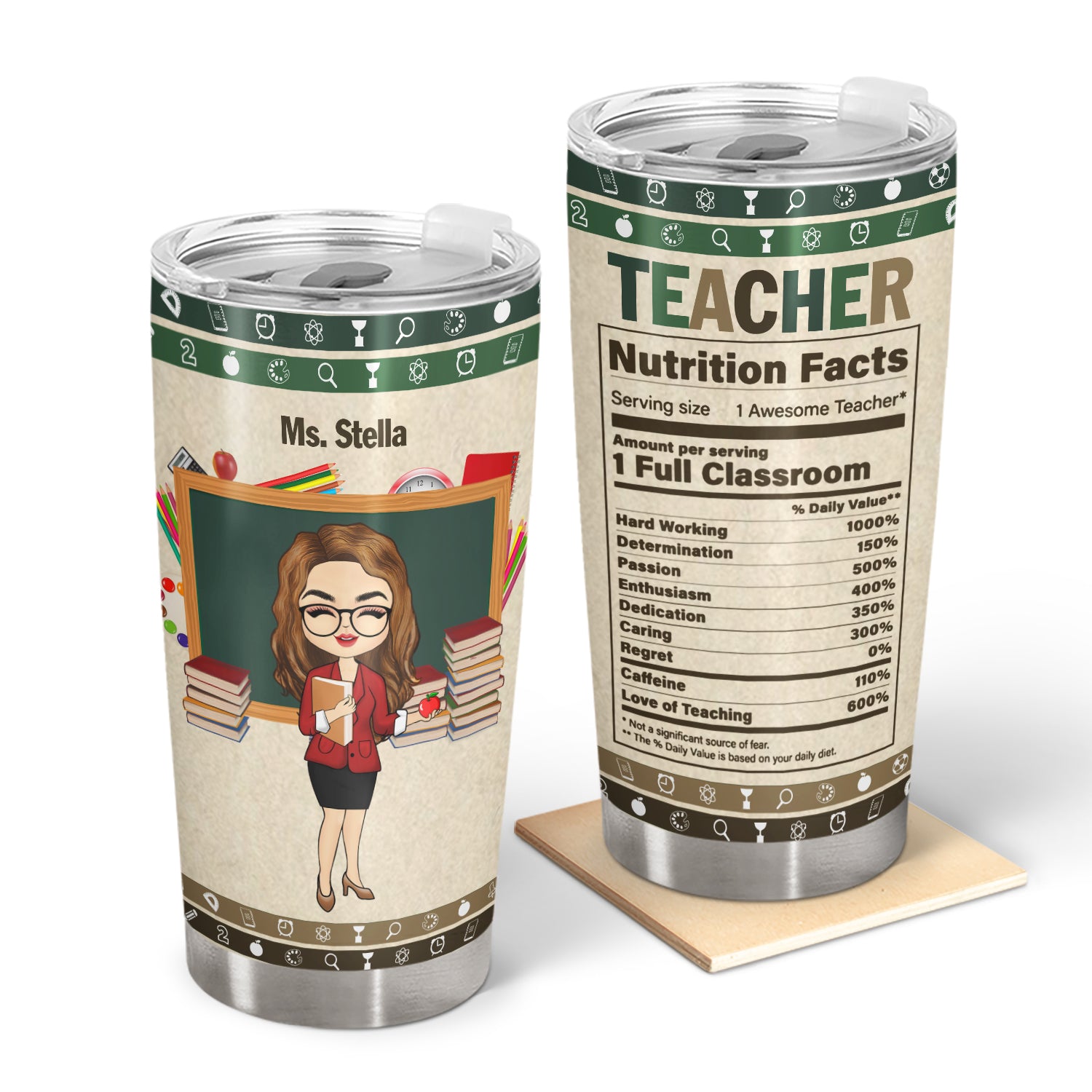 Teacher Nutrition Facts - Gift For Teacher - Personalized Tumbler