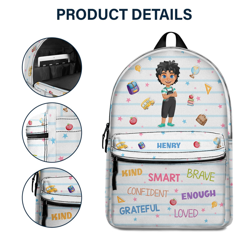 I'm Kind Smart Brave Confident - Gift For Kids, Back To School Gift - Personalized Canvas Backpack