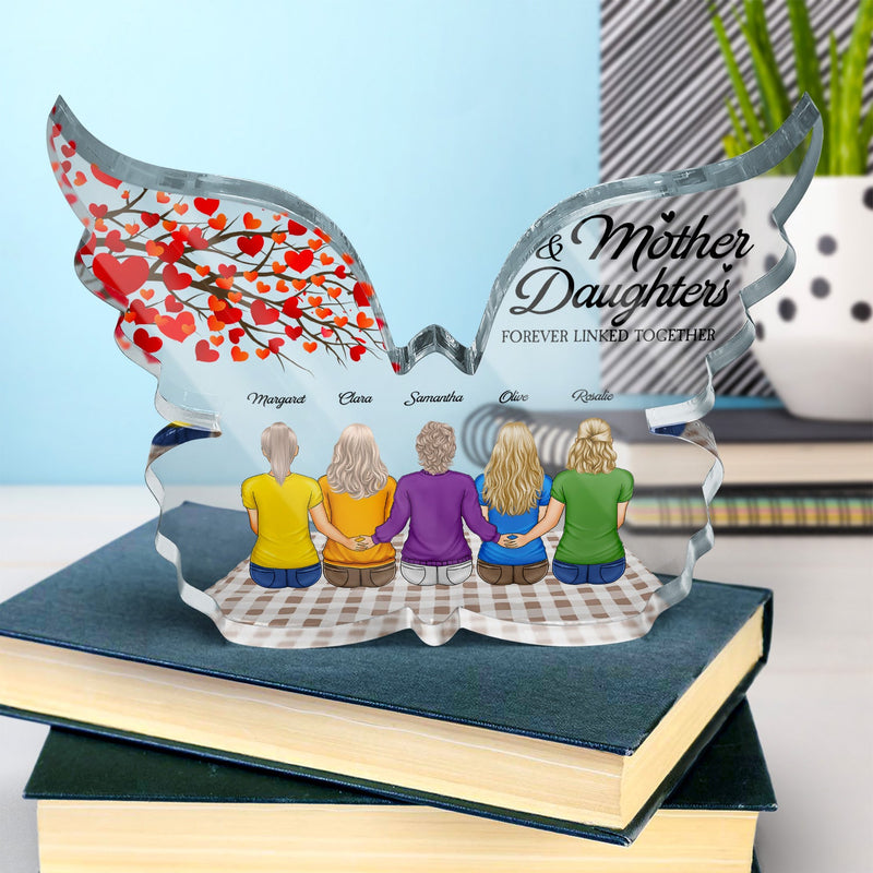 Mother And Daughter Forever Linked Together - Gift For Mother - Personalized Butterfly Shaped Acrylic Plaque