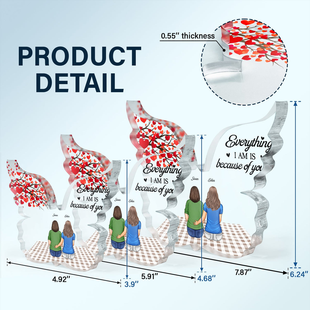 Mother And Daughter Forever Linked Together - Gift For Mother - Personalized Butterfly Shaped Acrylic Plaque