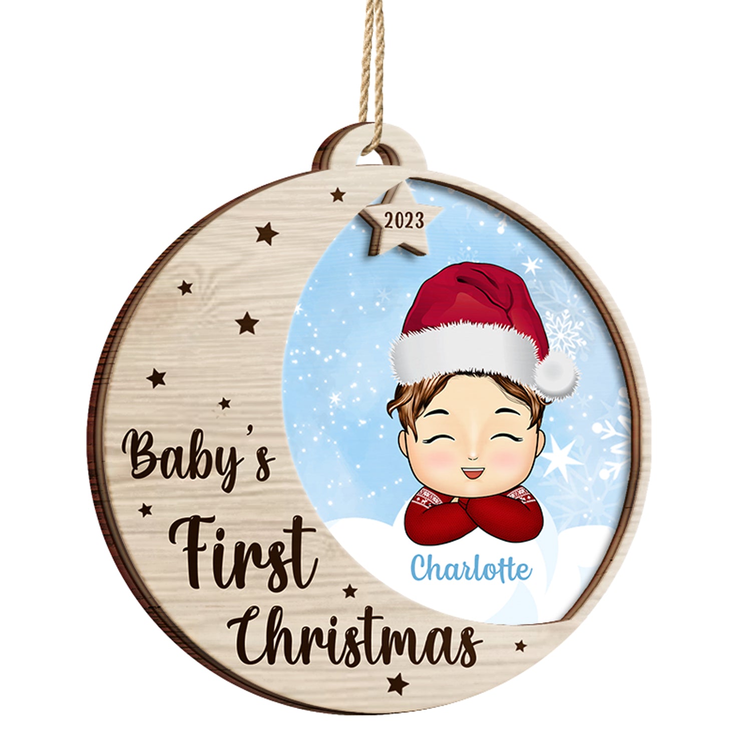 New Baby's First Christmas - Personalized 2-Layered Wooden Ornament