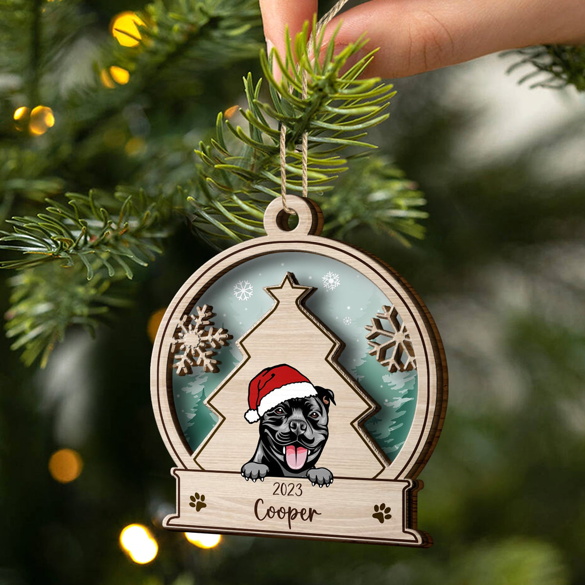 Snowball Dog - Christmas Gift, Dog Lovers - Personalized 2-Layered Wooden Ornament